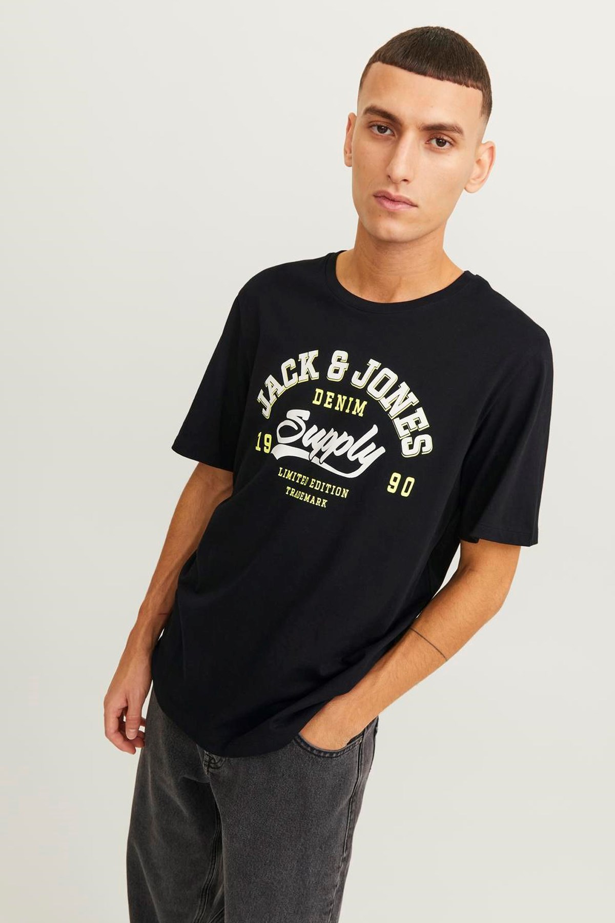 Jack & Jones Erkek Tişört 12246690 Siyah
