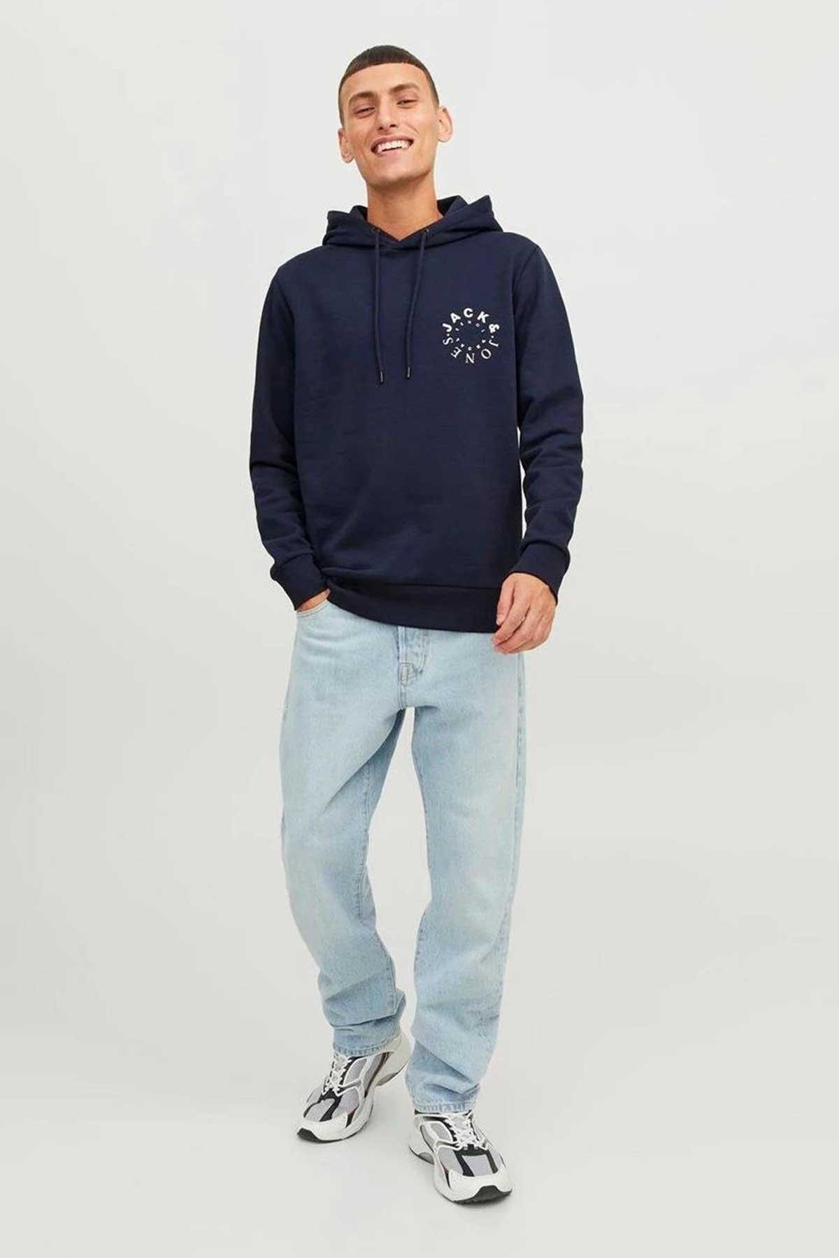 Jack & Jones Jjwarrior Erkek Sweatshirt 12247471 Lacivert