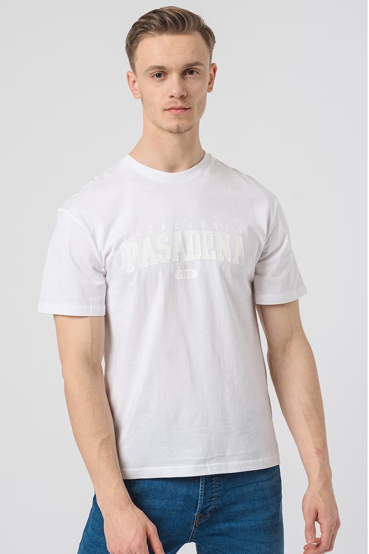 Jack & Jones Erkek Tişört 12247773 Beyaz