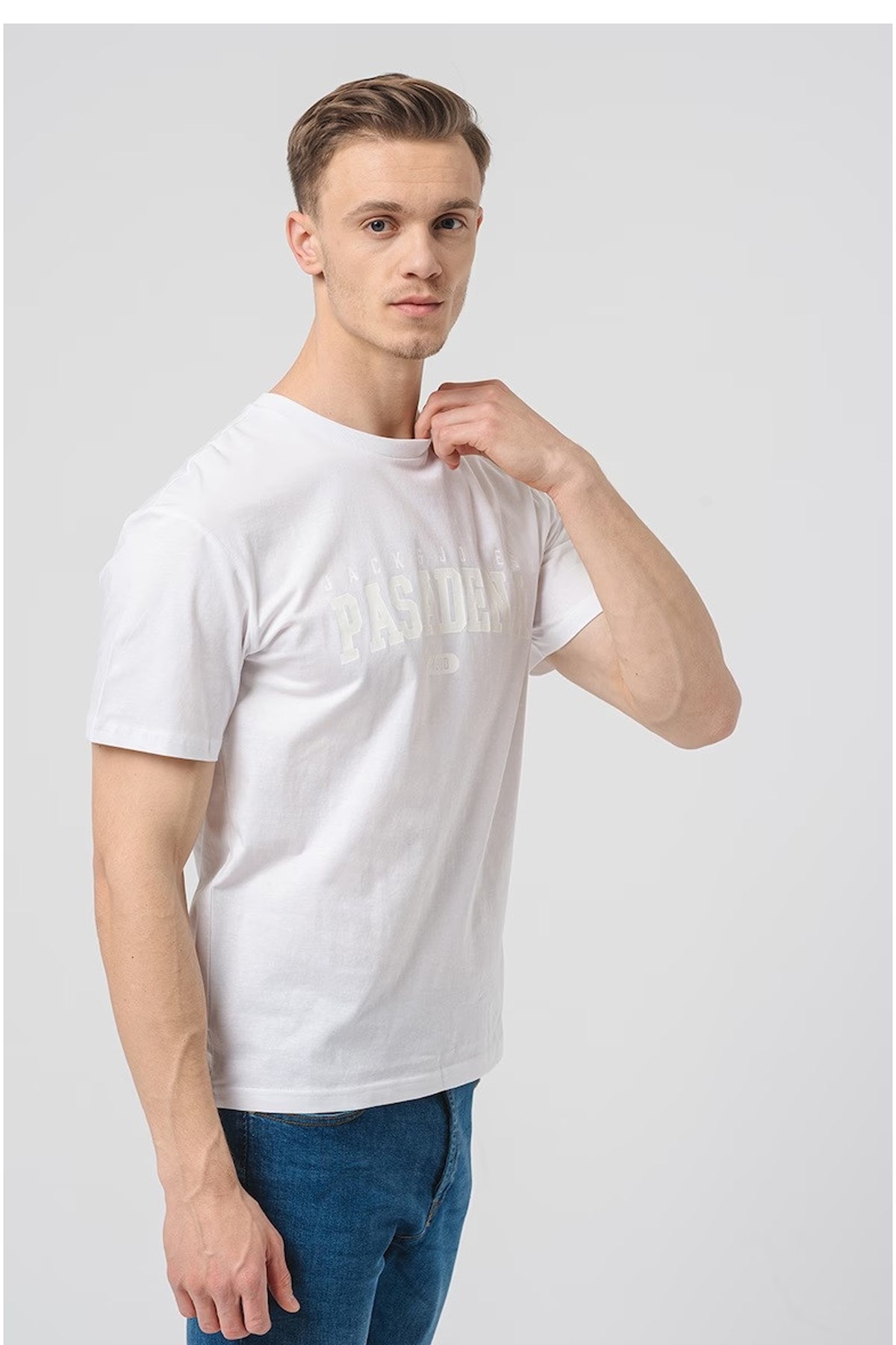 Jack & Jones Erkek Tişört 12247773 Beyaz