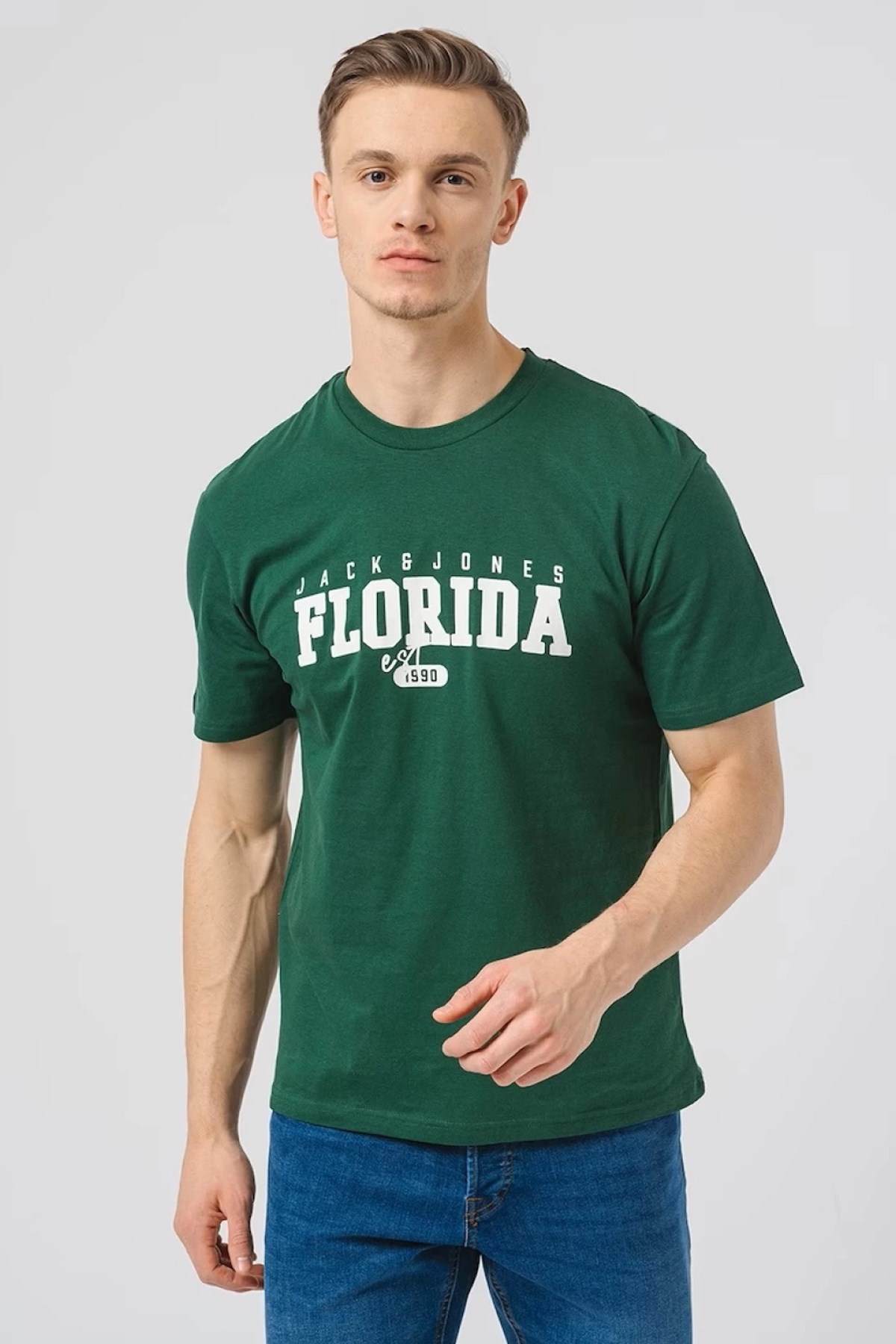 Jack & Jones Erkek Tişört 12247773 Yeşil
