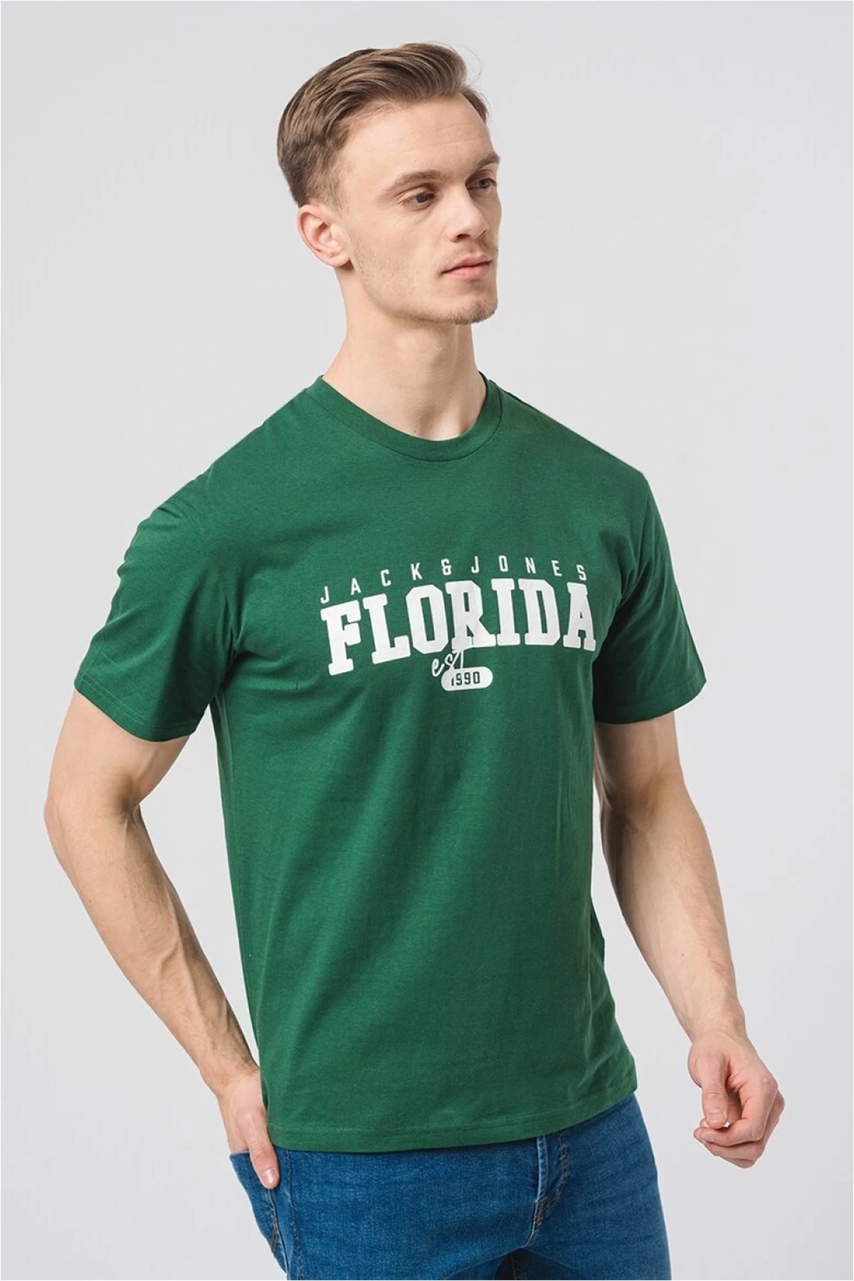 Jack & Jones Erkek Tişört 12247773 Yeşil