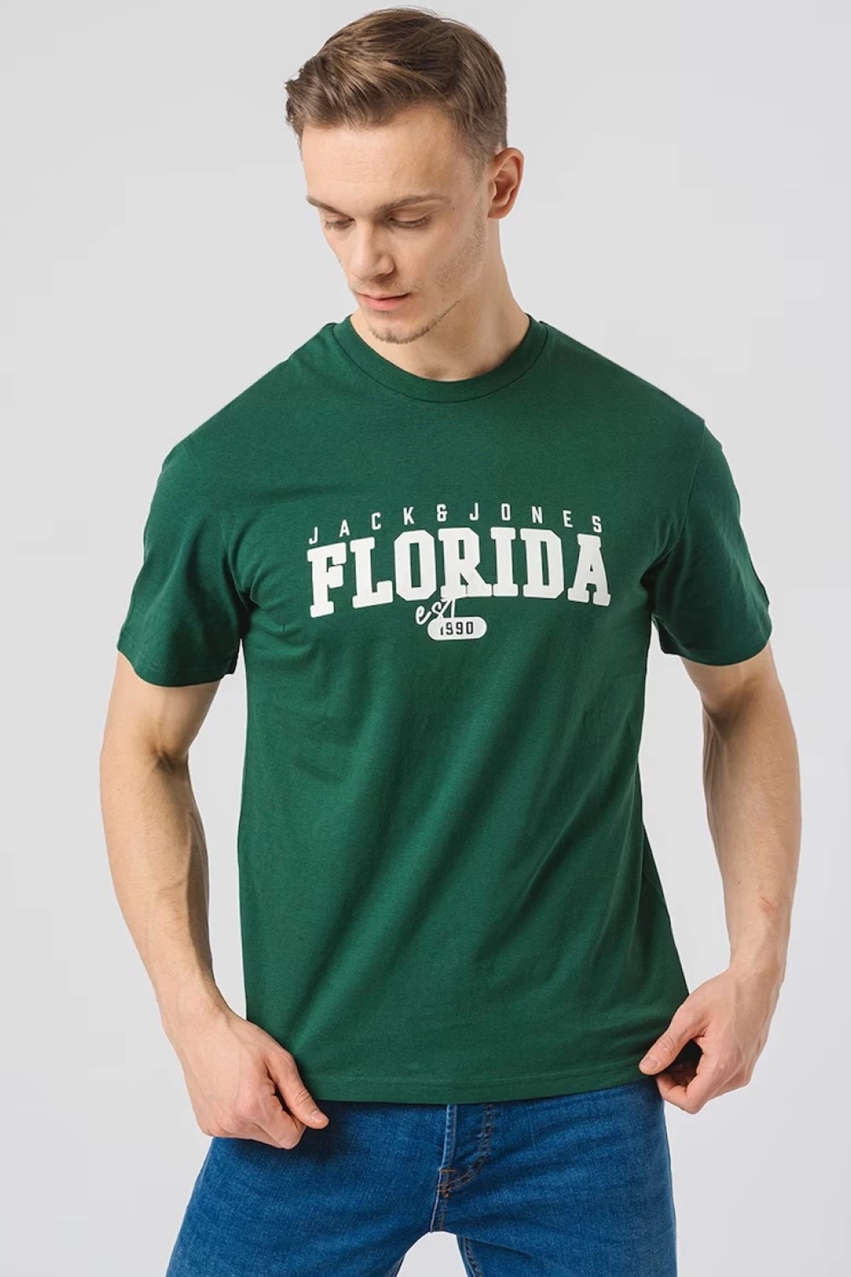 Jack & Jones Erkek Tişört 12247773 Yeşil