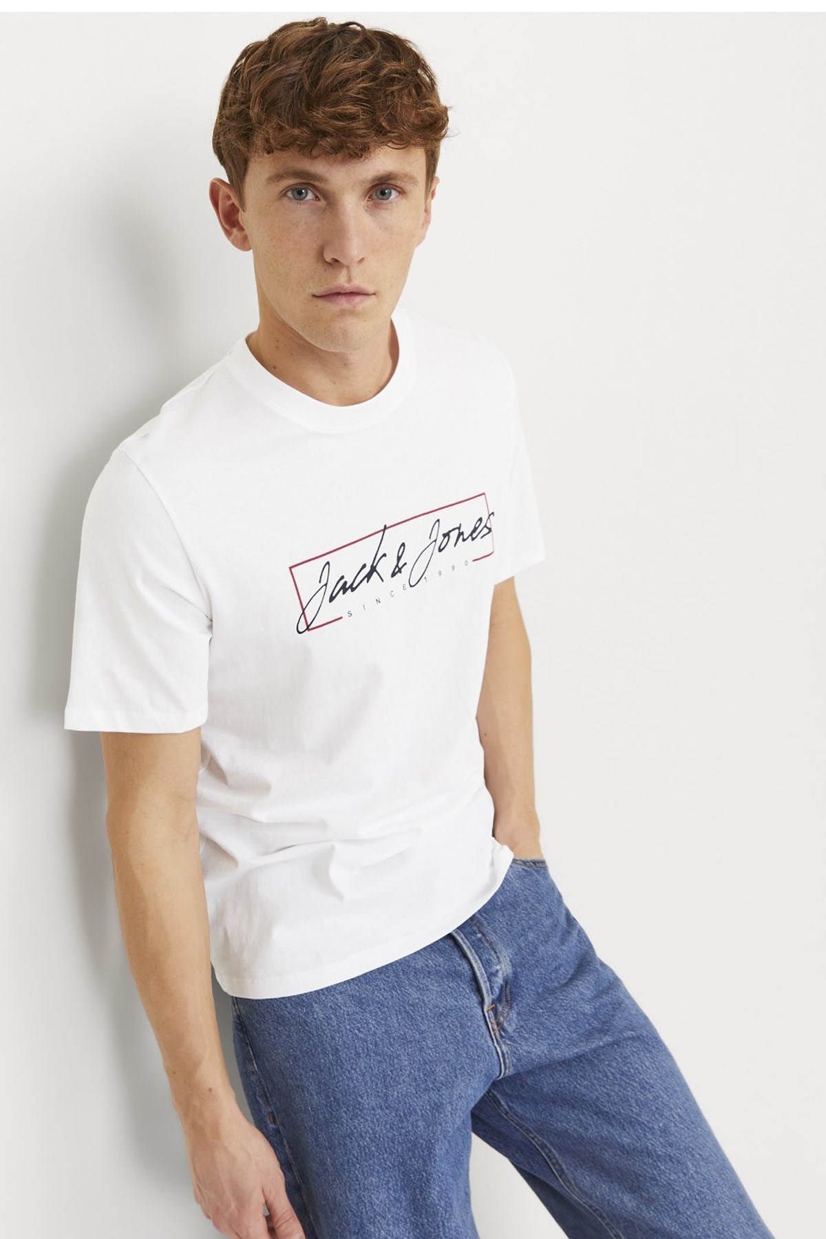 Jack & Jones Erkek Tişört 12247779 Beyaz