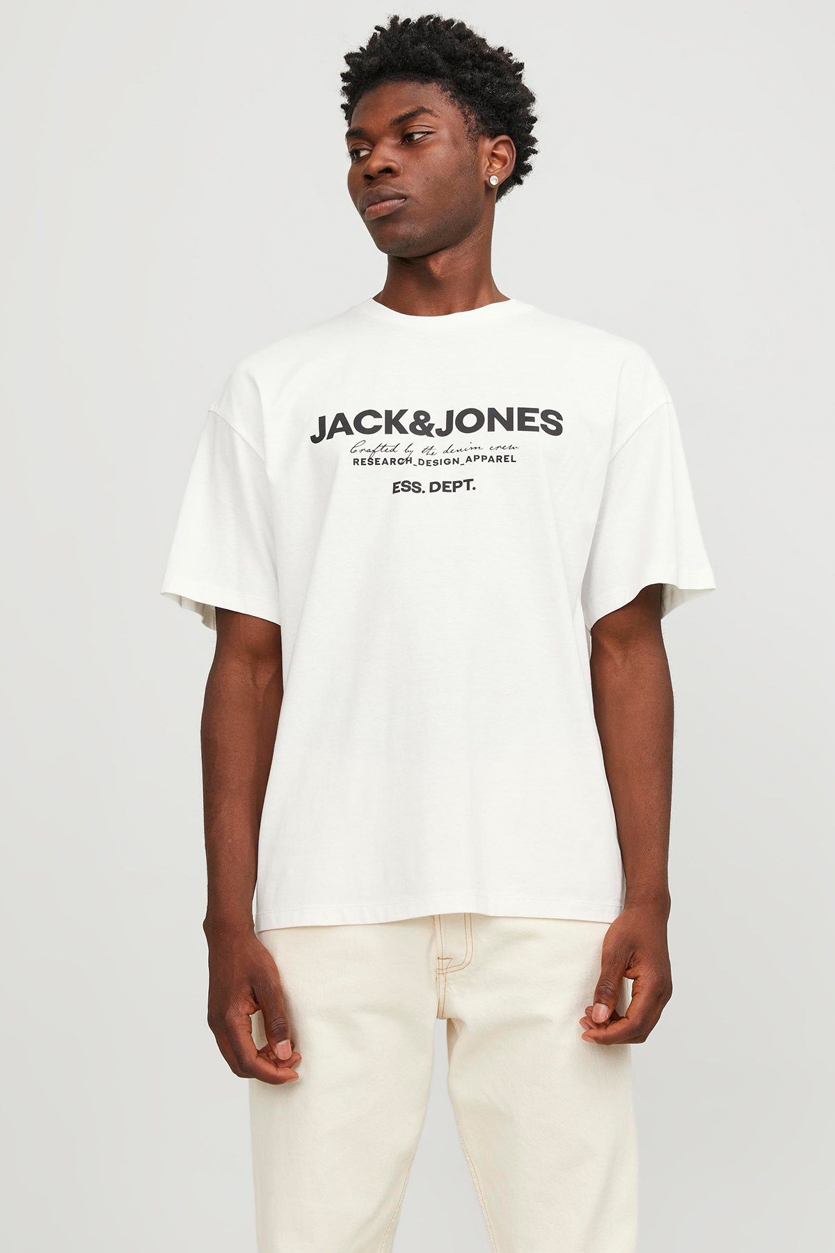 Jack & Jones Erkek Tişört 12247782 Beyaz