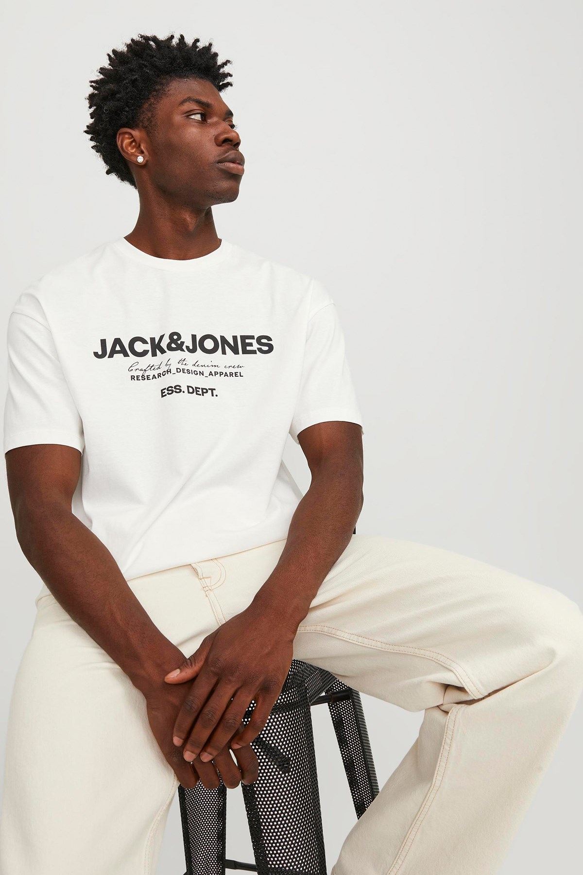 Jack & Jones Erkek Tişört 12247782 Beyaz