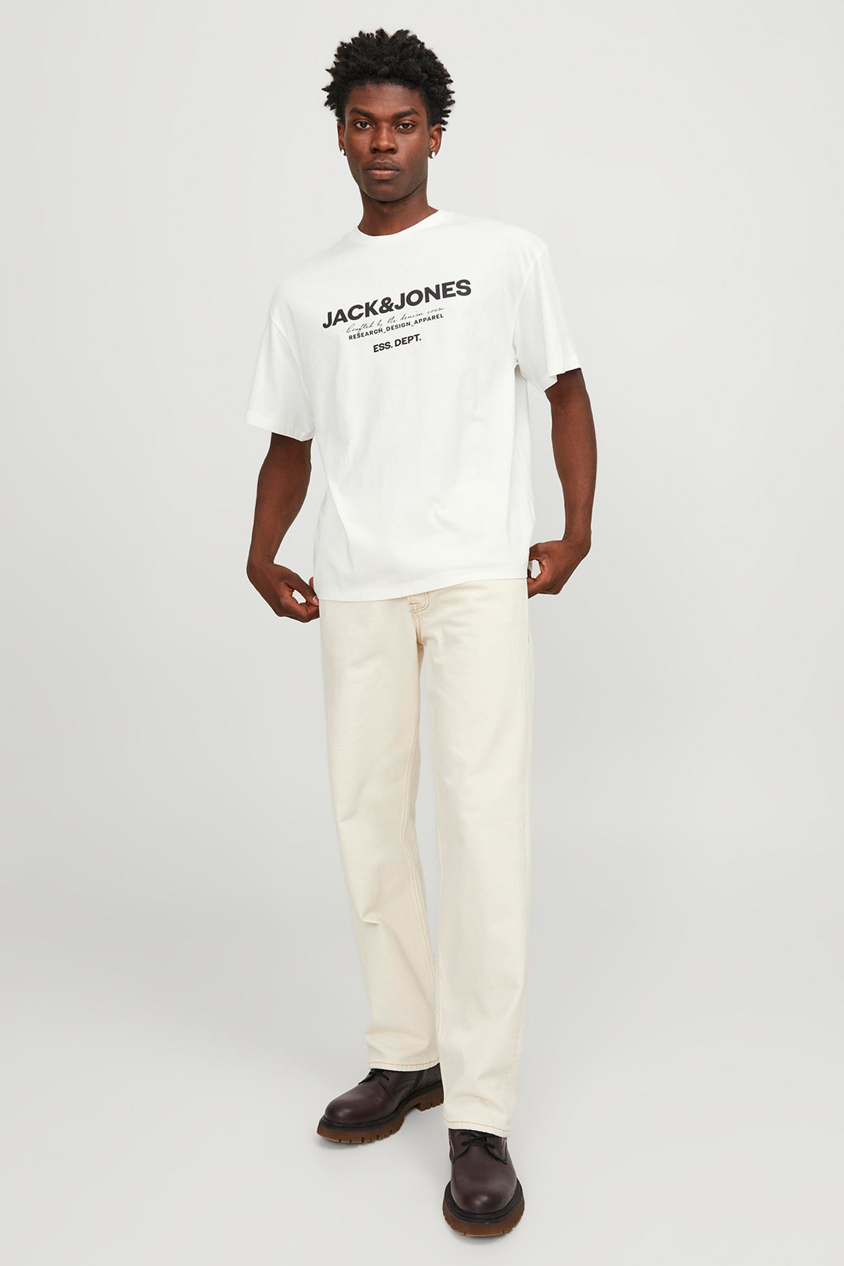 Jack & Jones Erkek Tişört 12247782 Beyaz