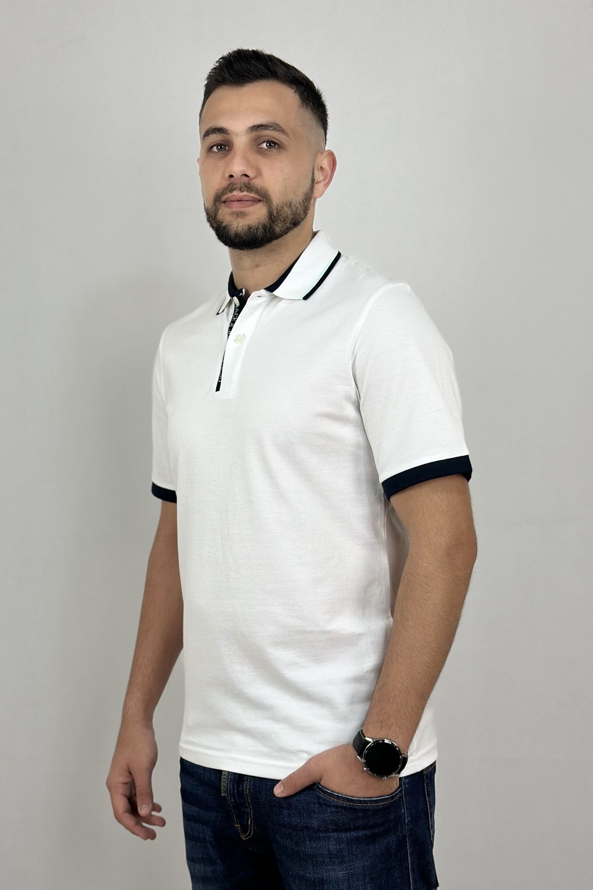 Jack & Jones Erkek Polo Yaka Tişört 12248442 Beyaz