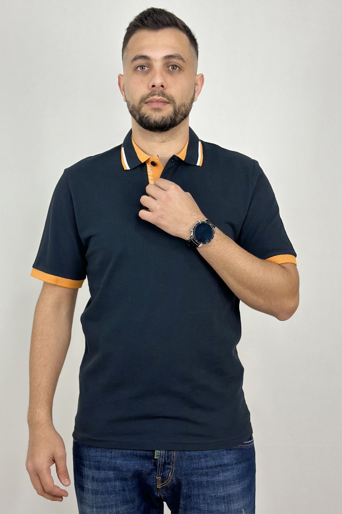 Jack & Jones Erkek Polo Yaka Tişört 12248442 Lacivert