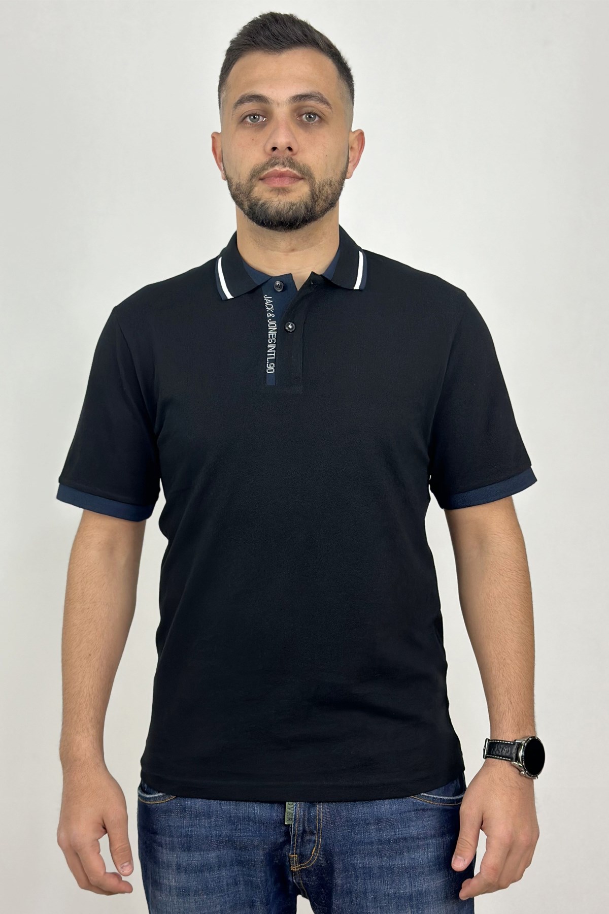 Jack & Jones Erkek Polo Yaka Tişört 12248442 Siyah