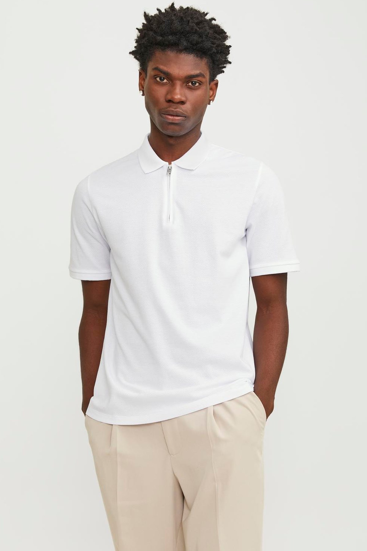 Jack & Jones Erkek Polo Yaka Tişört 12249324 Beyaz