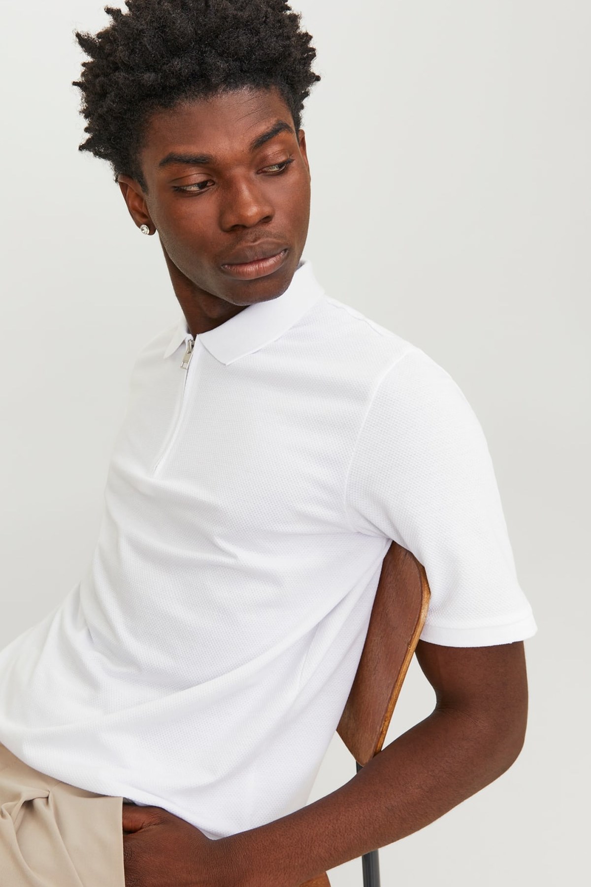 Jack & Jones Erkek Polo Yaka Tişört 12249324 Beyaz