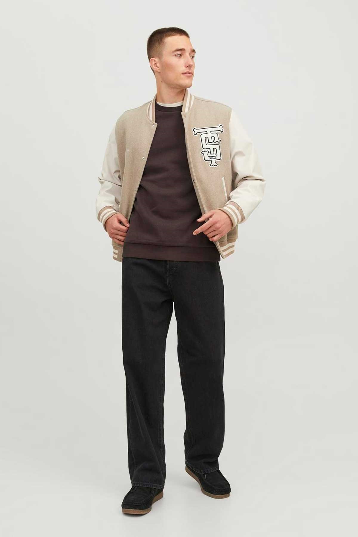 Jack & Jones Jjebradley Erkek Sweatshirt 12249341 Kahverengi