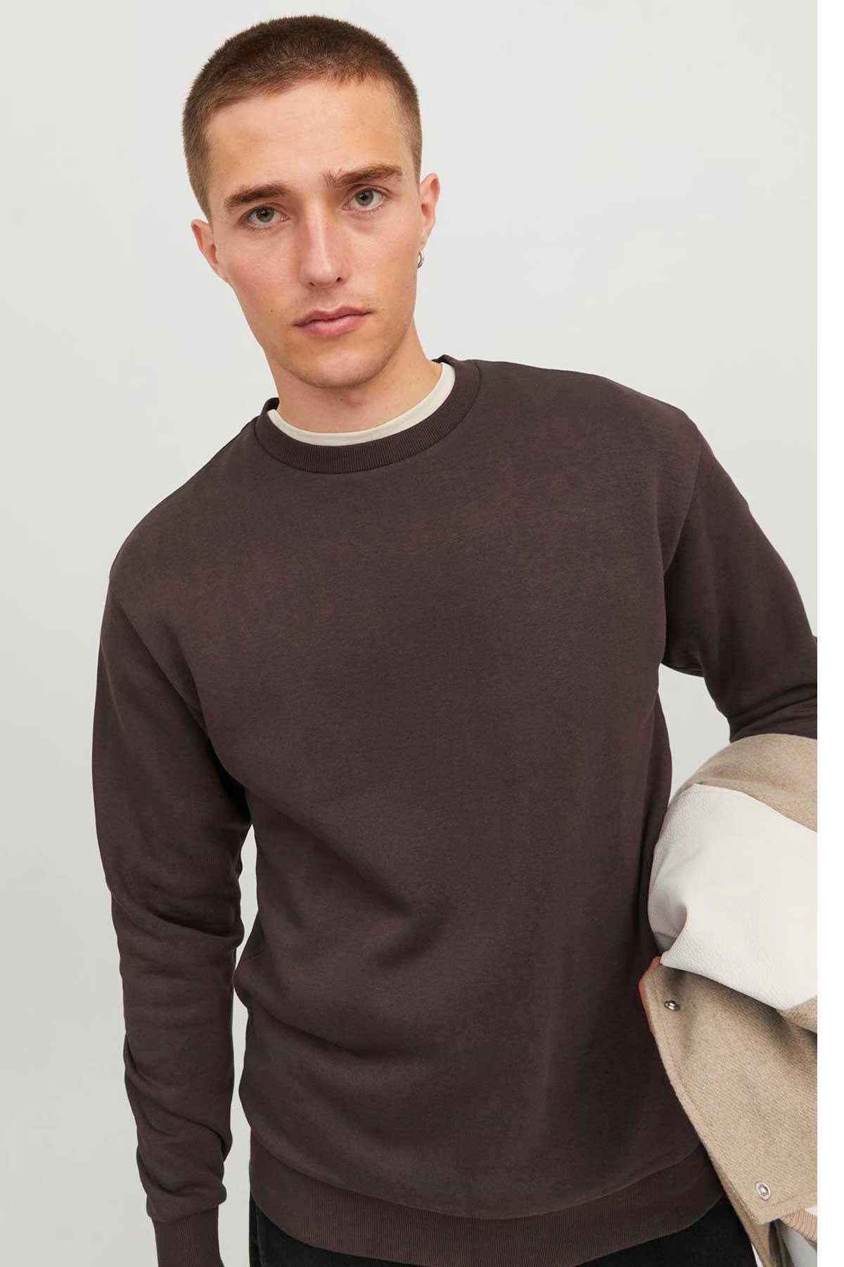 Jack & Jones Jjebradley Erkek Sweatshirt 12249341 Kahverengi