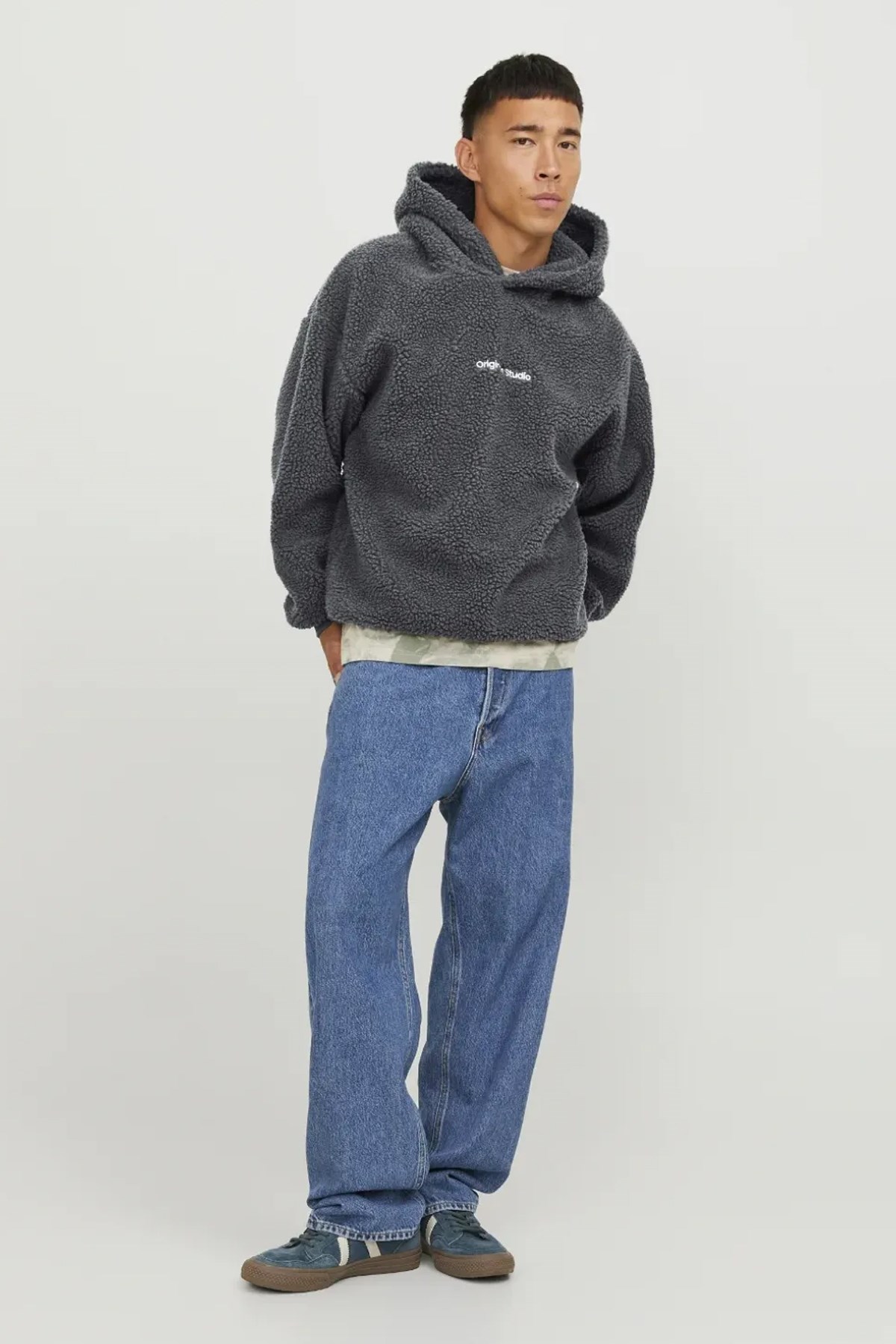 Jack & Jones Jorvesterbro Teddy Erkek Sweatshirt 12249364 Antrasit