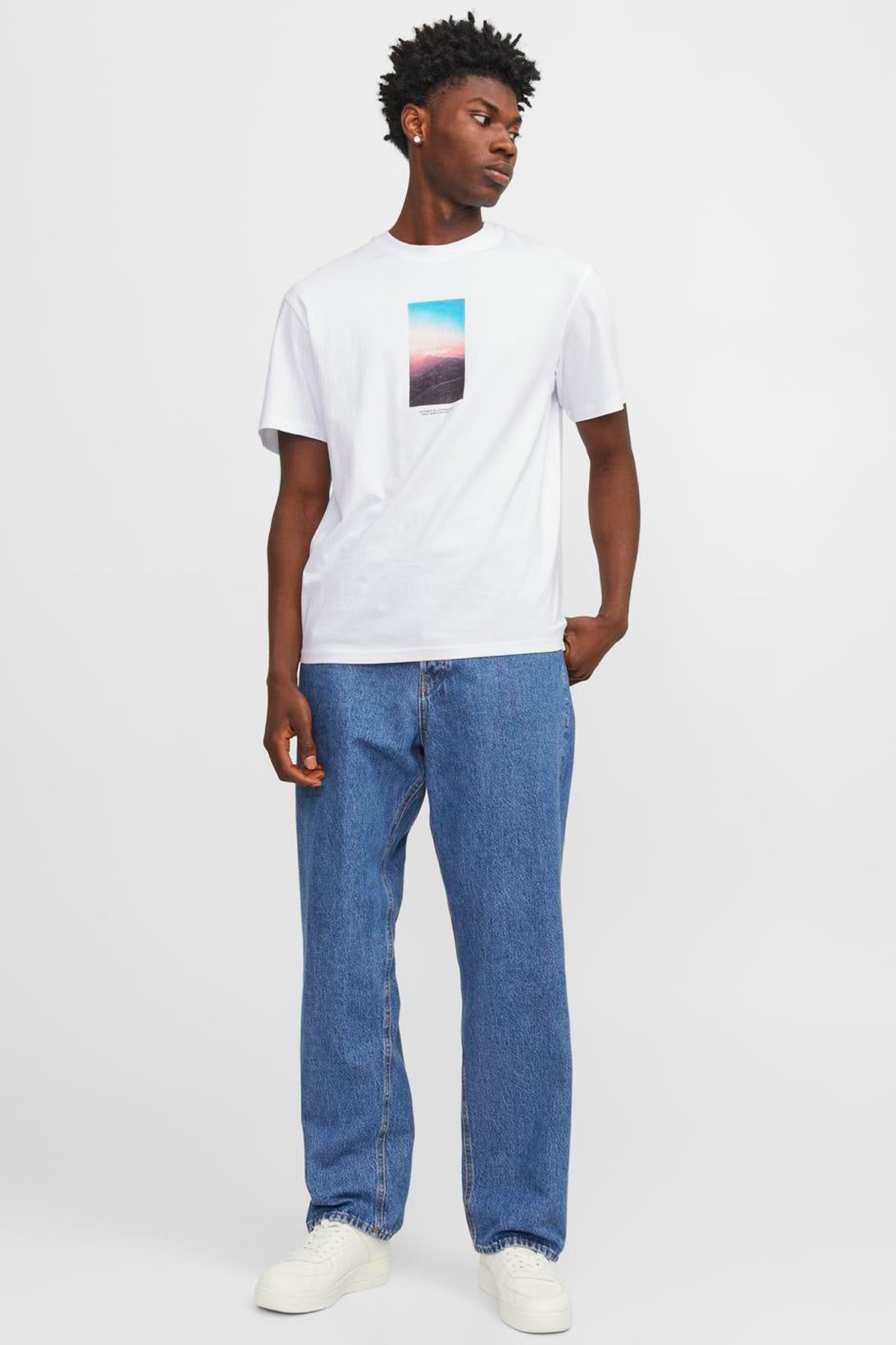 Jack & Jones Jorvesterbro Erkek Tişört 12250421 Beyaz