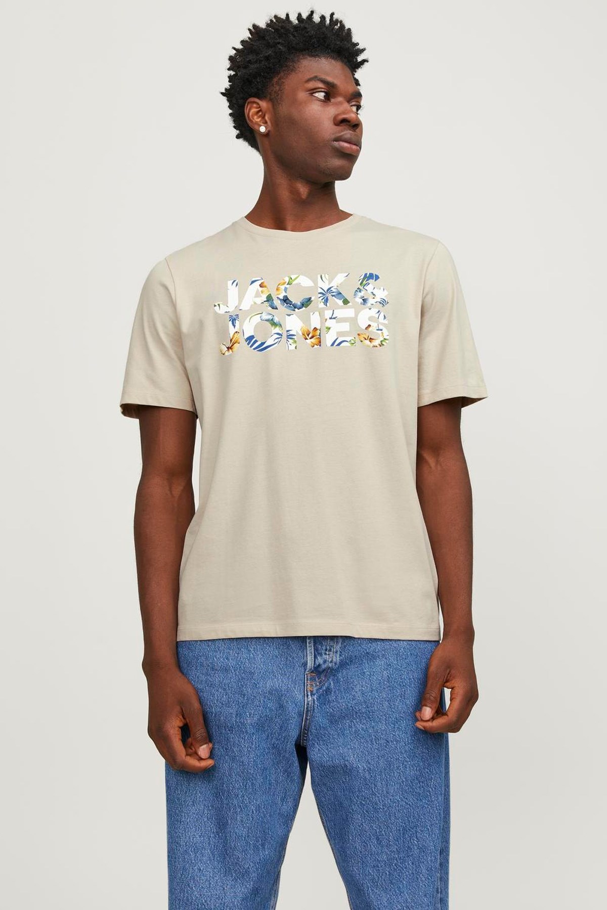 Jack & Jones Erkek Tişört 12250683 Krem