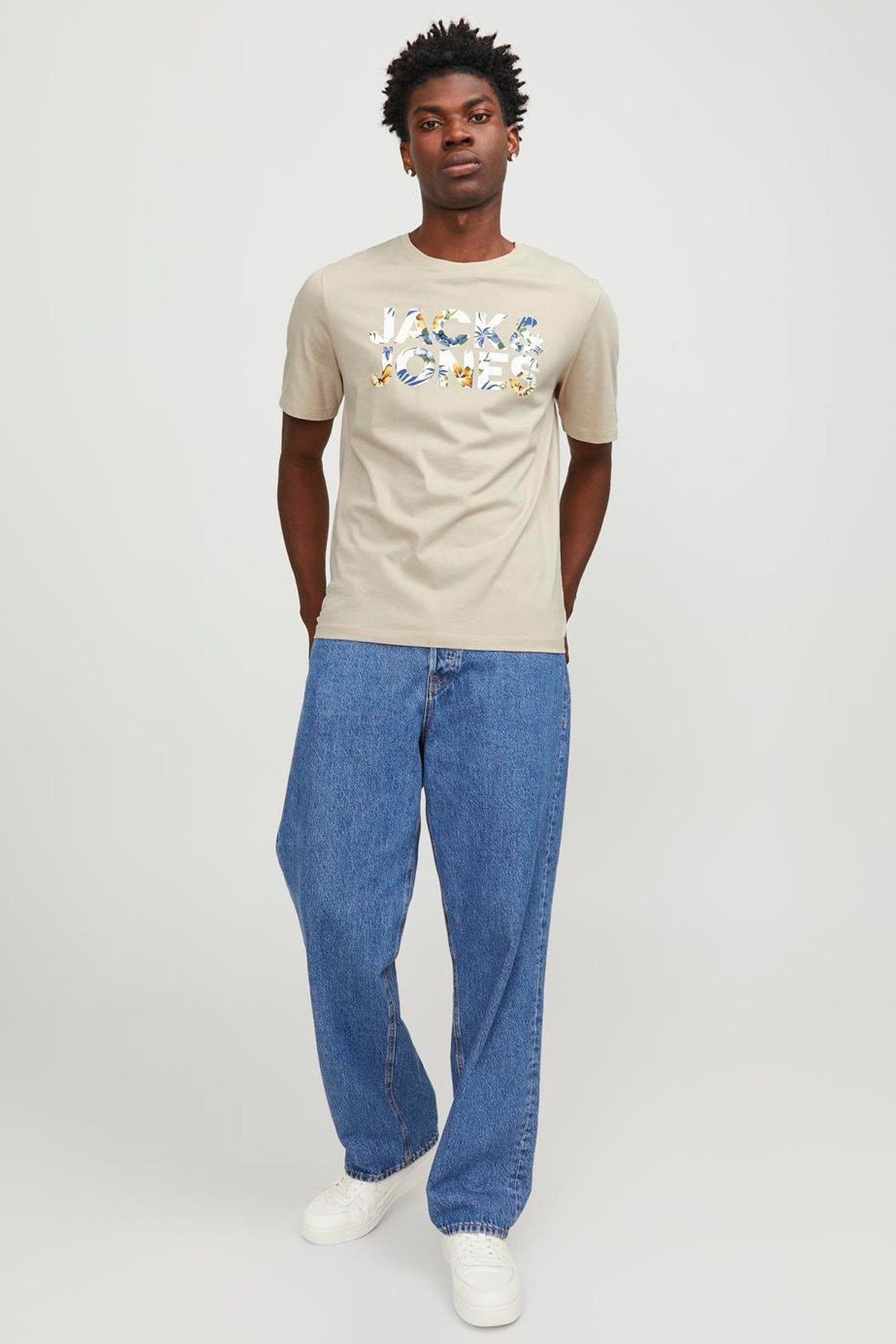 Jack & Jones Erkek Tişört 12250683 Krem