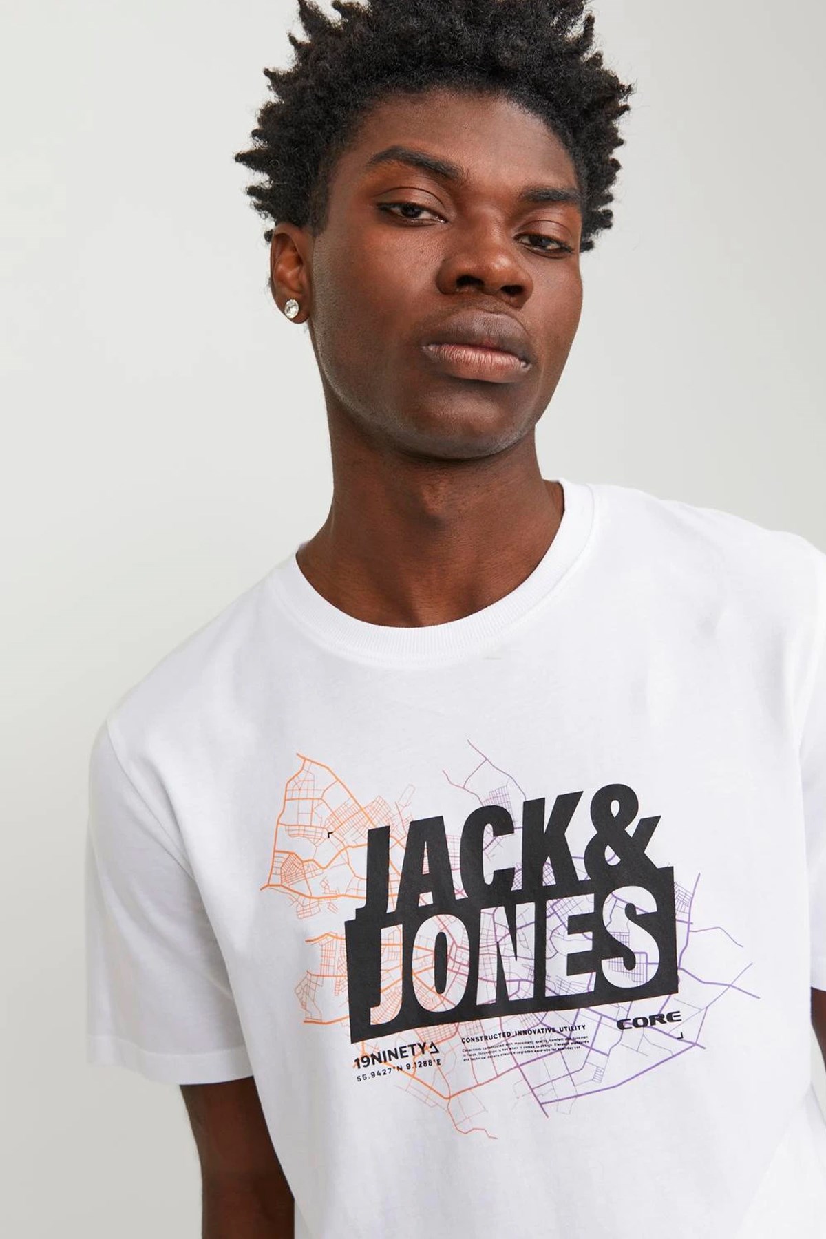 Jack & Jones Erkek Tişört 12252376 Beyaz
