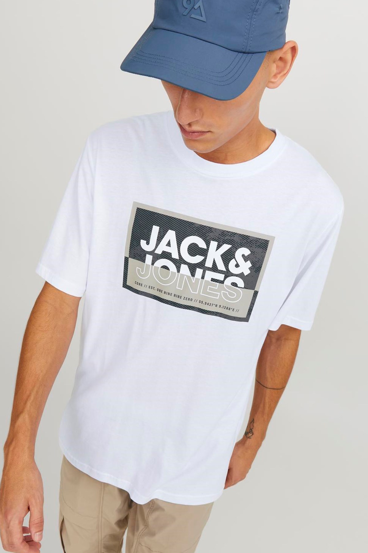 Jack & Jones Erkek Tişört 12253442 Beyaz