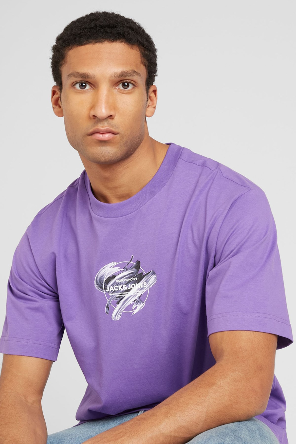 Jack & Jones Erkek Tişört 12254609 Mor