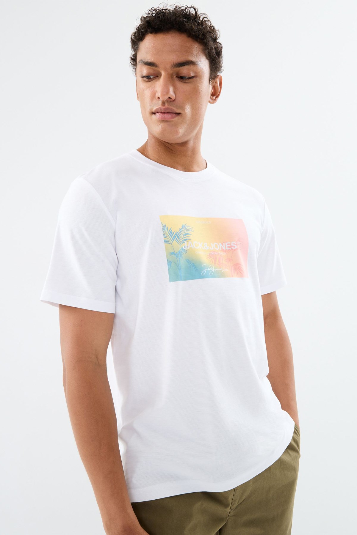 Jack & Jones Erkek Tişört 12255363 Beyaz