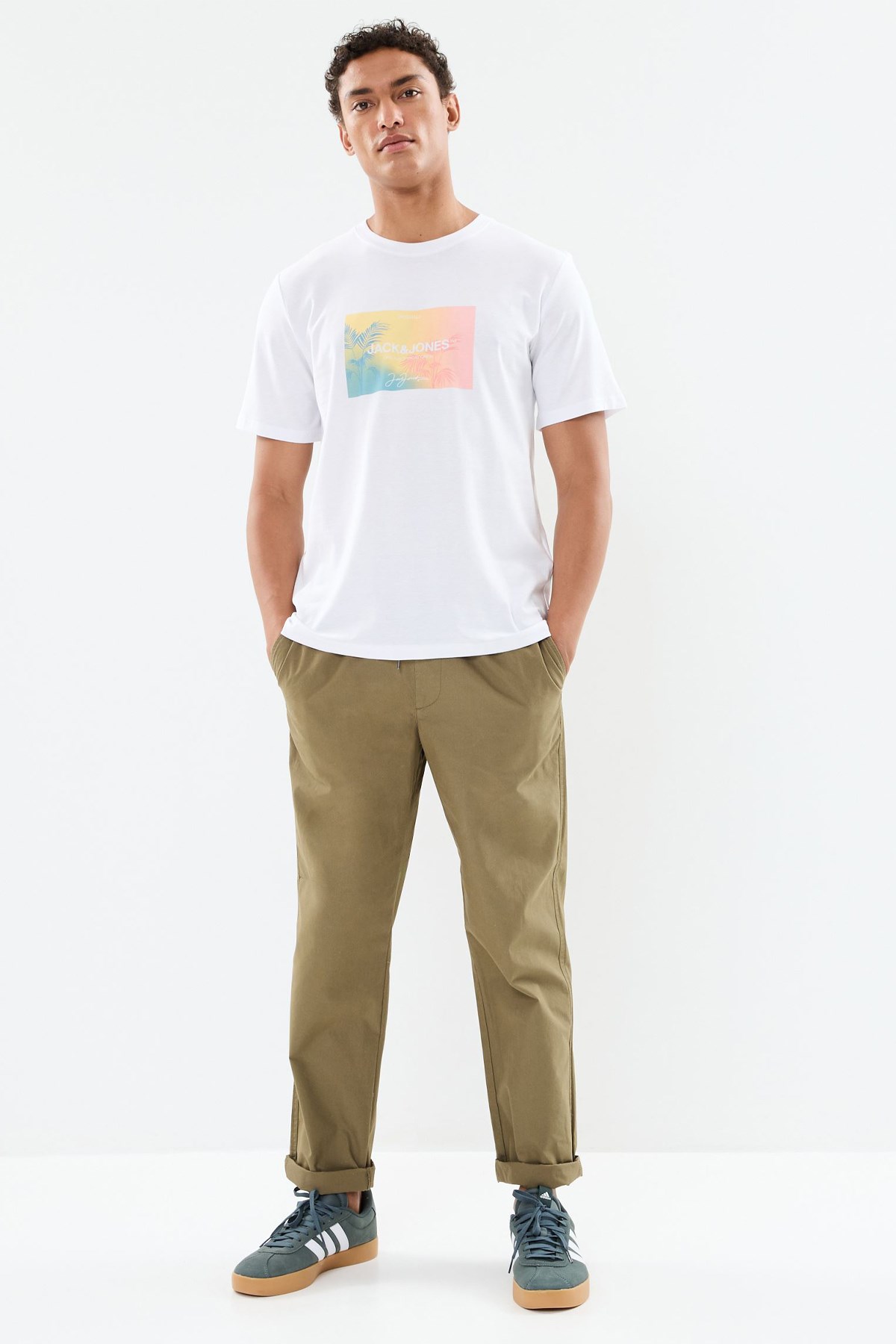 Jack & Jones Erkek Tişört 12255363 Beyaz