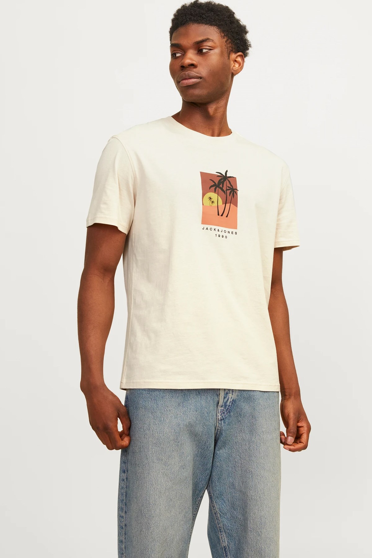 Jack & Jones Erkek Tişört 12255579 Bej