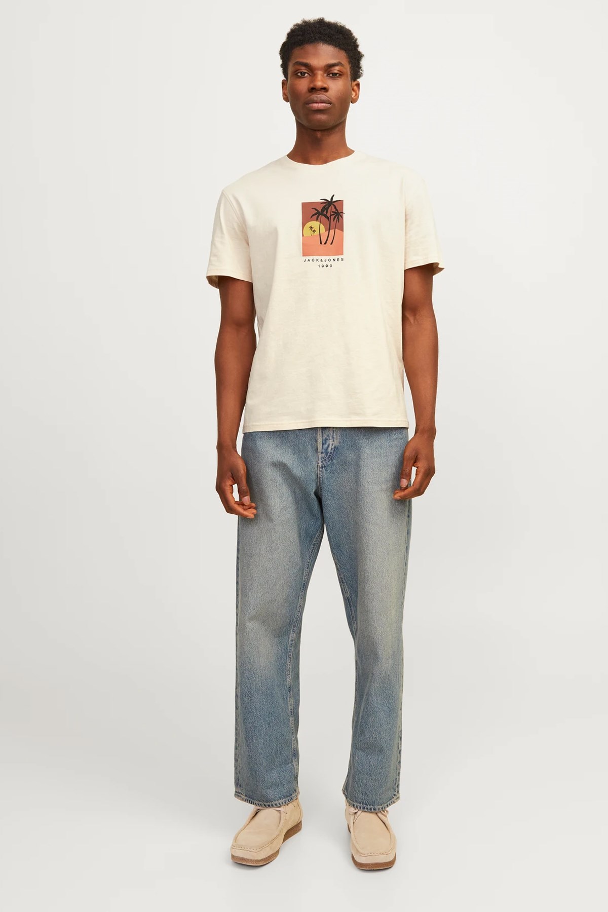 Jack & Jones Erkek Tişört 12255579 Bej