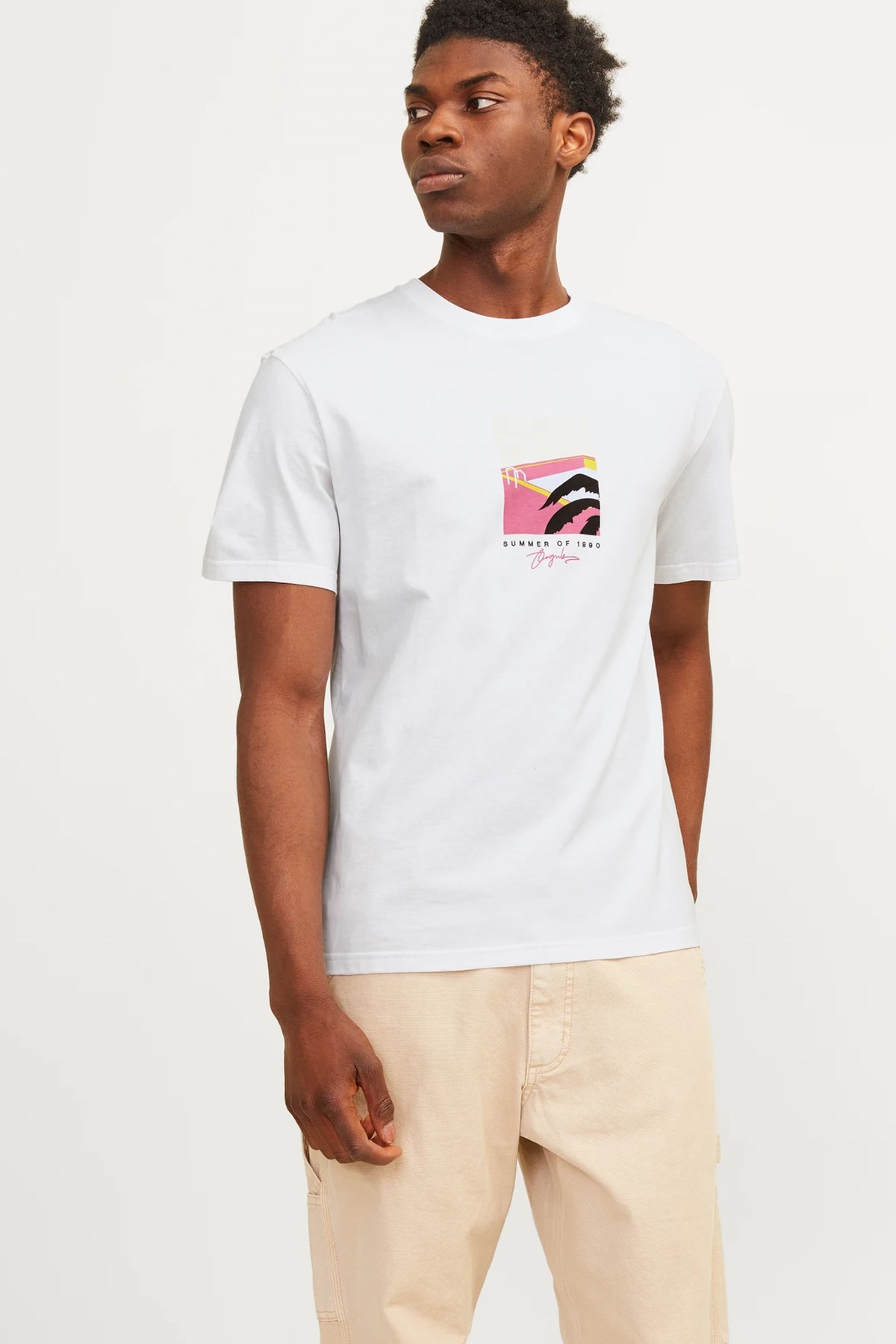 Jack & Jones Erkek Tişört 12255579 Beyaz