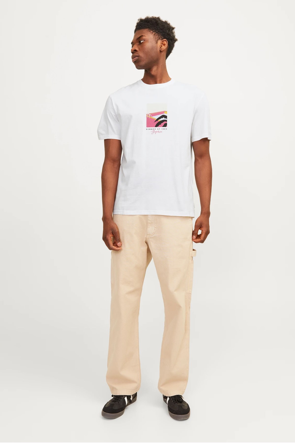 Jack & Jones Erkek Tişört 12255579 Beyaz