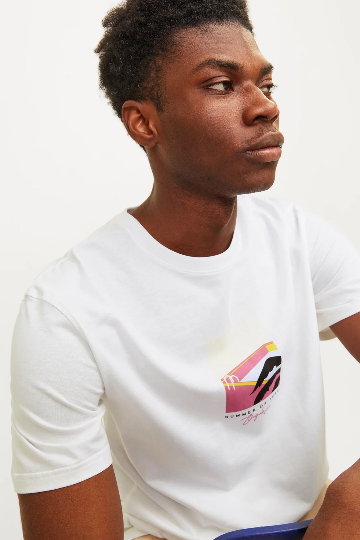 Jack & Jones Erkek Tişört 12255579 Beyaz