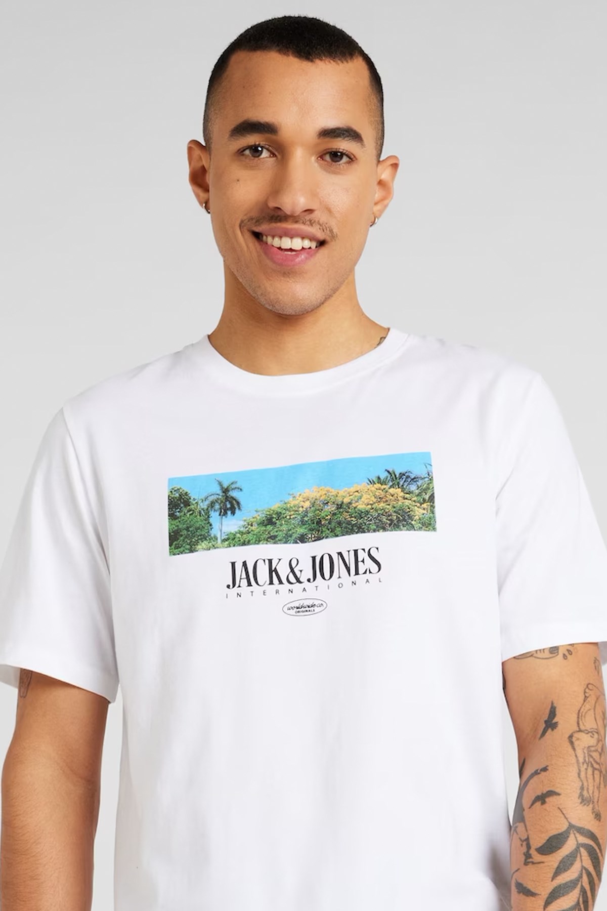 Jack & Jones Erkek Tişört 12255639 Beyaz