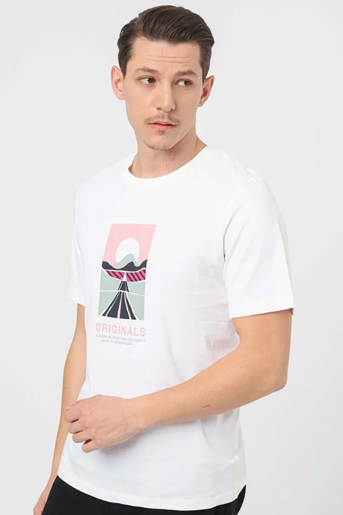 Jack & Jones Erkek Tişört 12255640 Beyaz