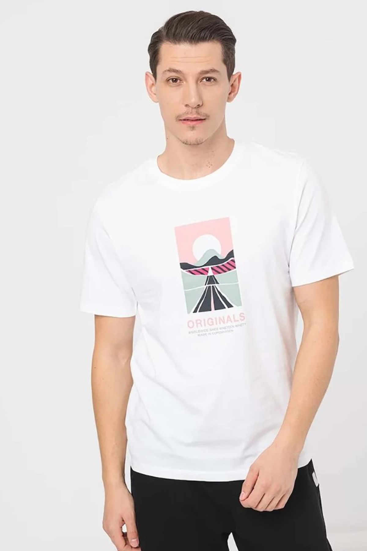 Jack & Jones Erkek Tişört 12255640 Beyaz