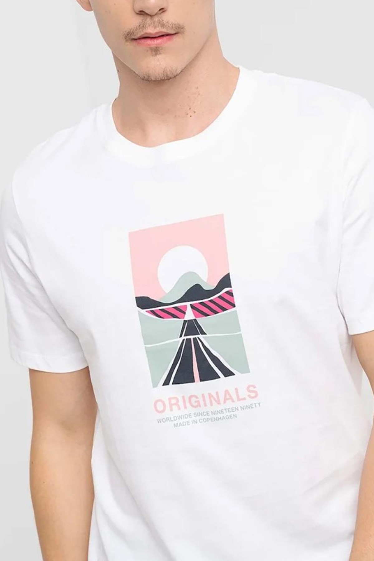 Jack & Jones Erkek Tişört 12255640 Beyaz