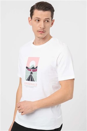 Jack & Jones Erkek Tişört 12255640 Beyaz