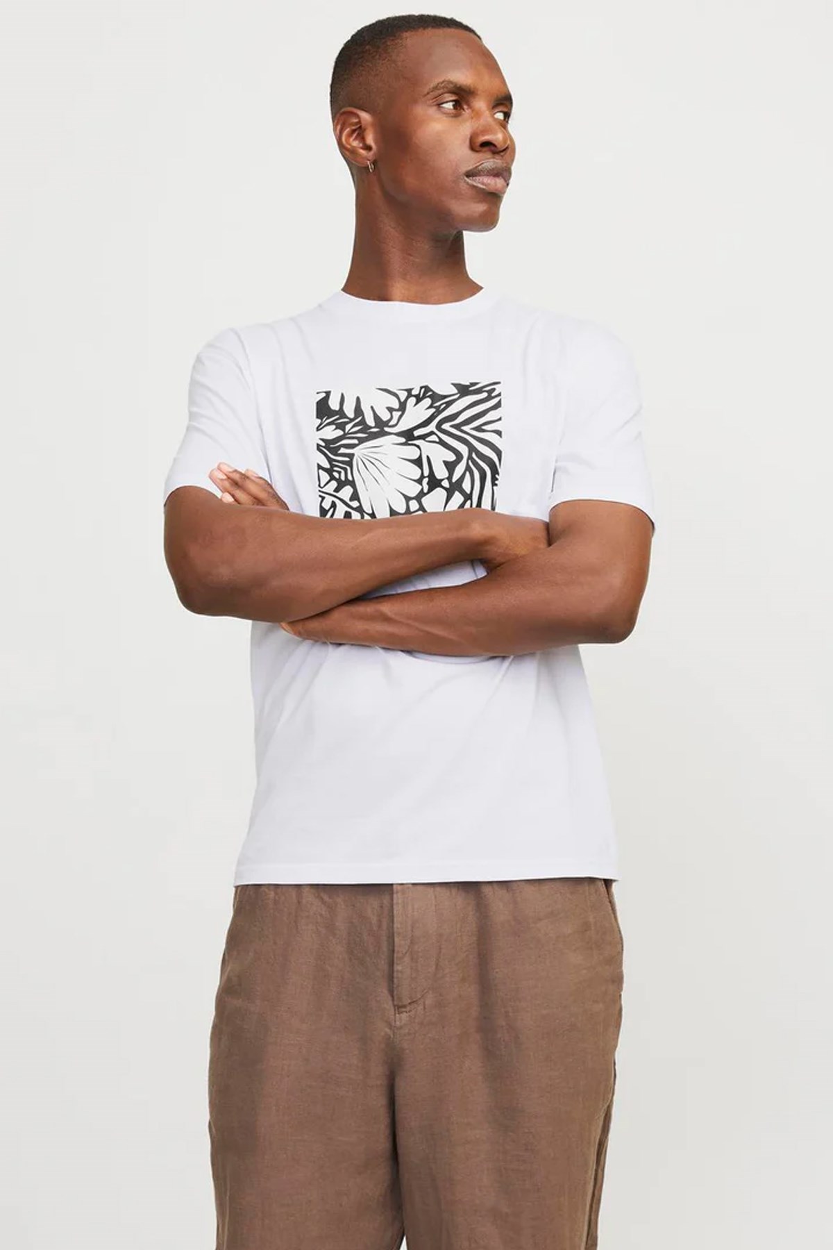 Jack & Jones Erkek Tişört 12256137 Beyaz