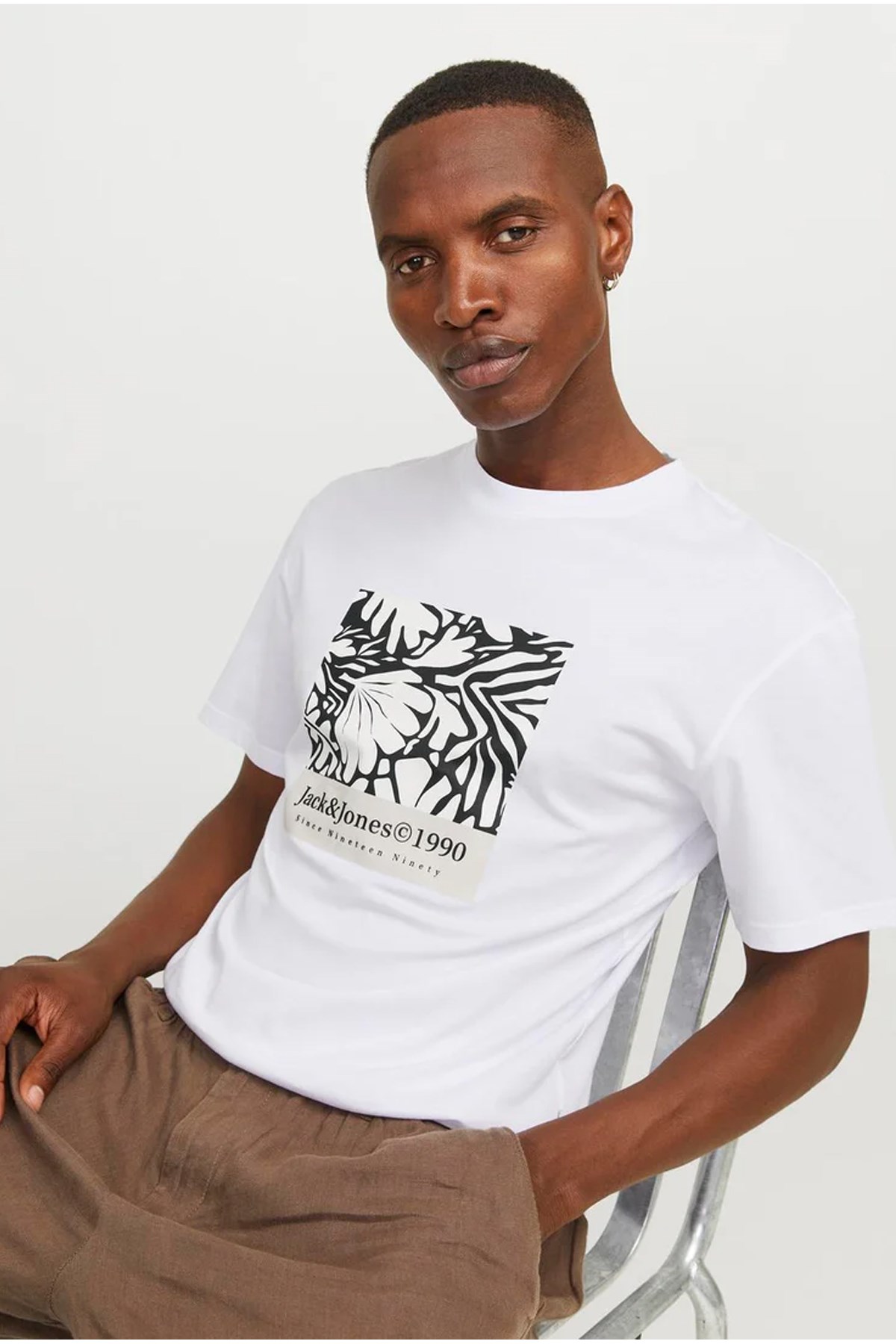 Jack & Jones Erkek Tişört 12256137 Beyaz