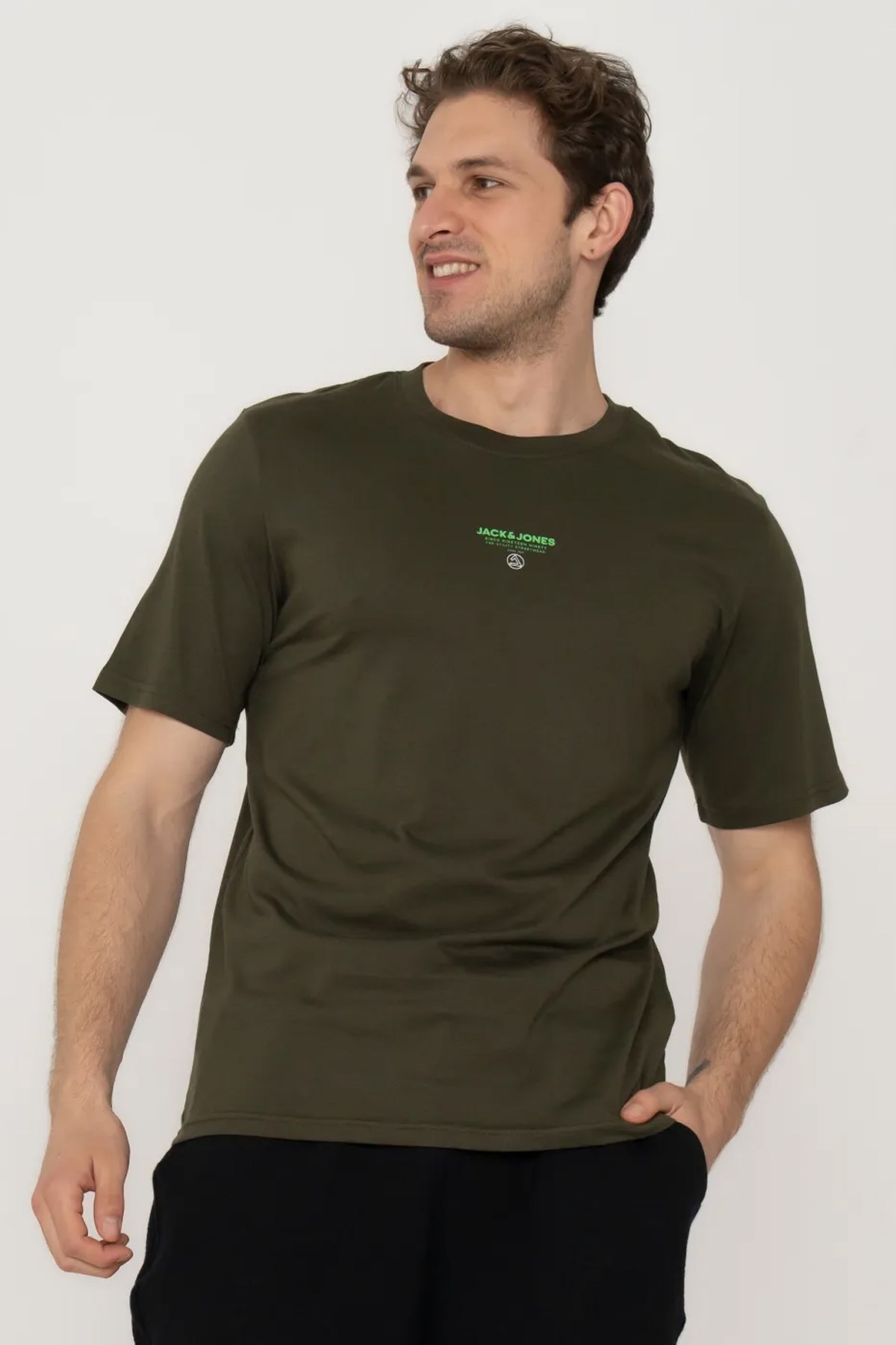 Jack & Jones Erkek Tişört 12256163 Yeşil