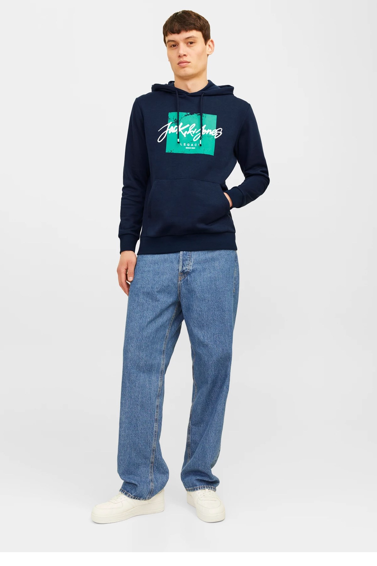 Jack & Jones Tiley Kapüşonlu Erkek Sweat 12256807 Lacivert