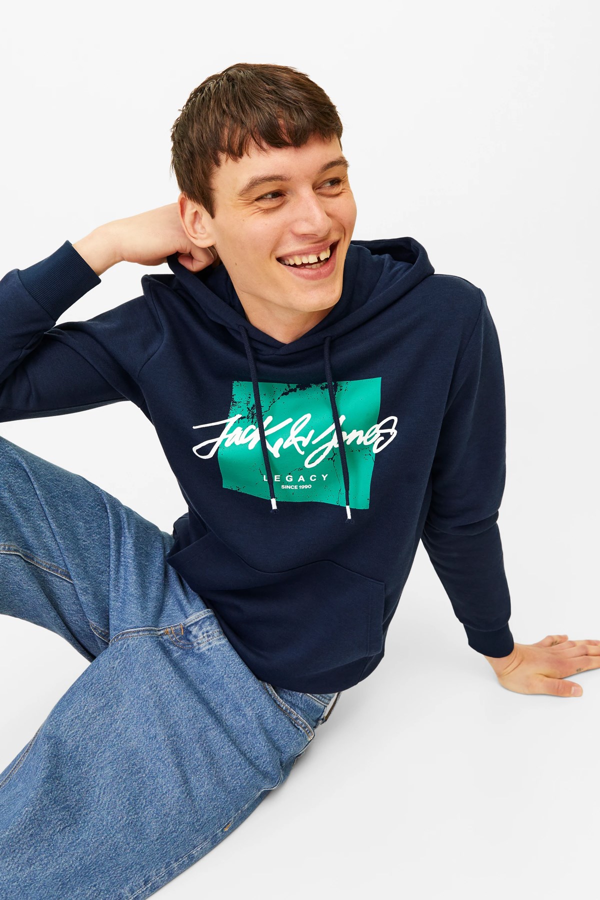 Jack & Jones Tiley Kapüşonlu Erkek Sweat 12256807 Lacivert