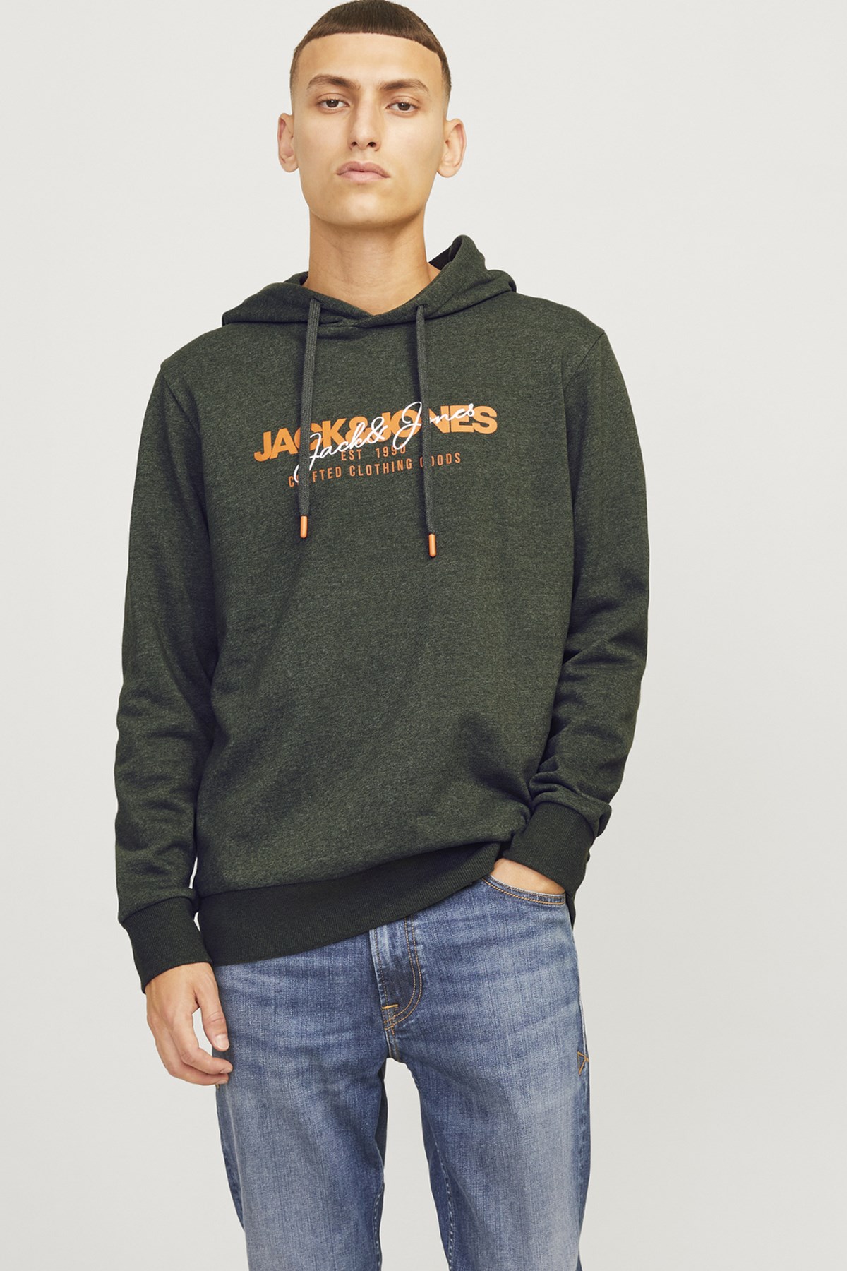 Jack & Jones Alvis Kapüşonlu Erkek Sweat 12256848 Yeşil