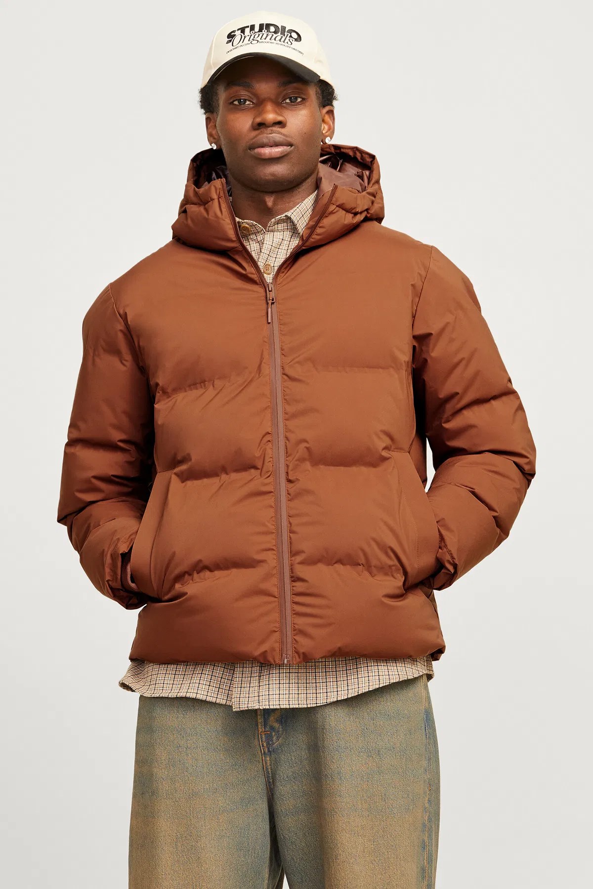 Jack & Jones Moon Hood Puffer Erkek Mont 12256882 Bej