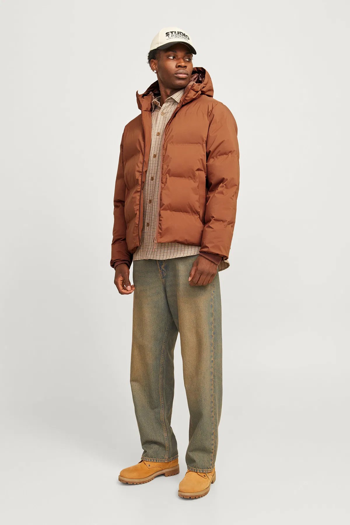 Jack & Jones Moon Hood Puffer Erkek Mont 12256882 Bej