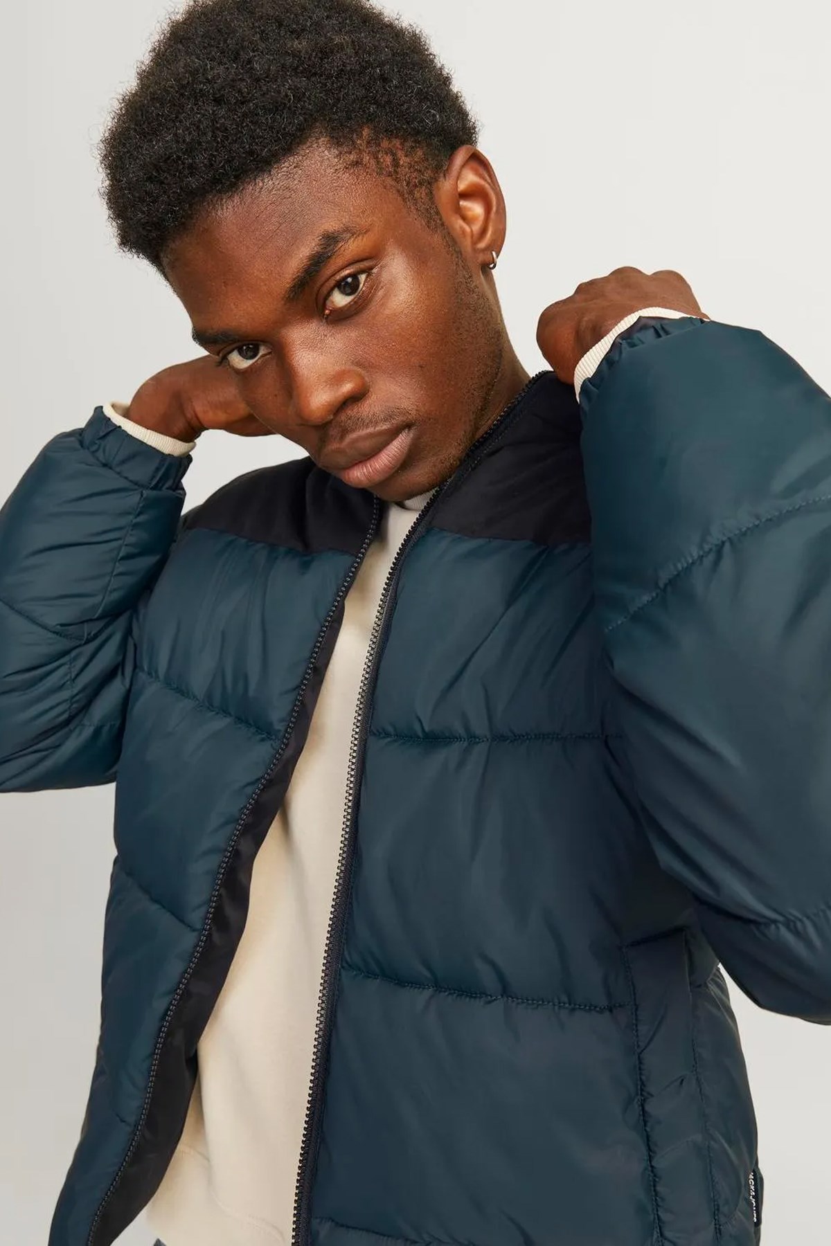 Jack & Jones Moon Hood Puffer Erkek Mont 12256882 Lacivert