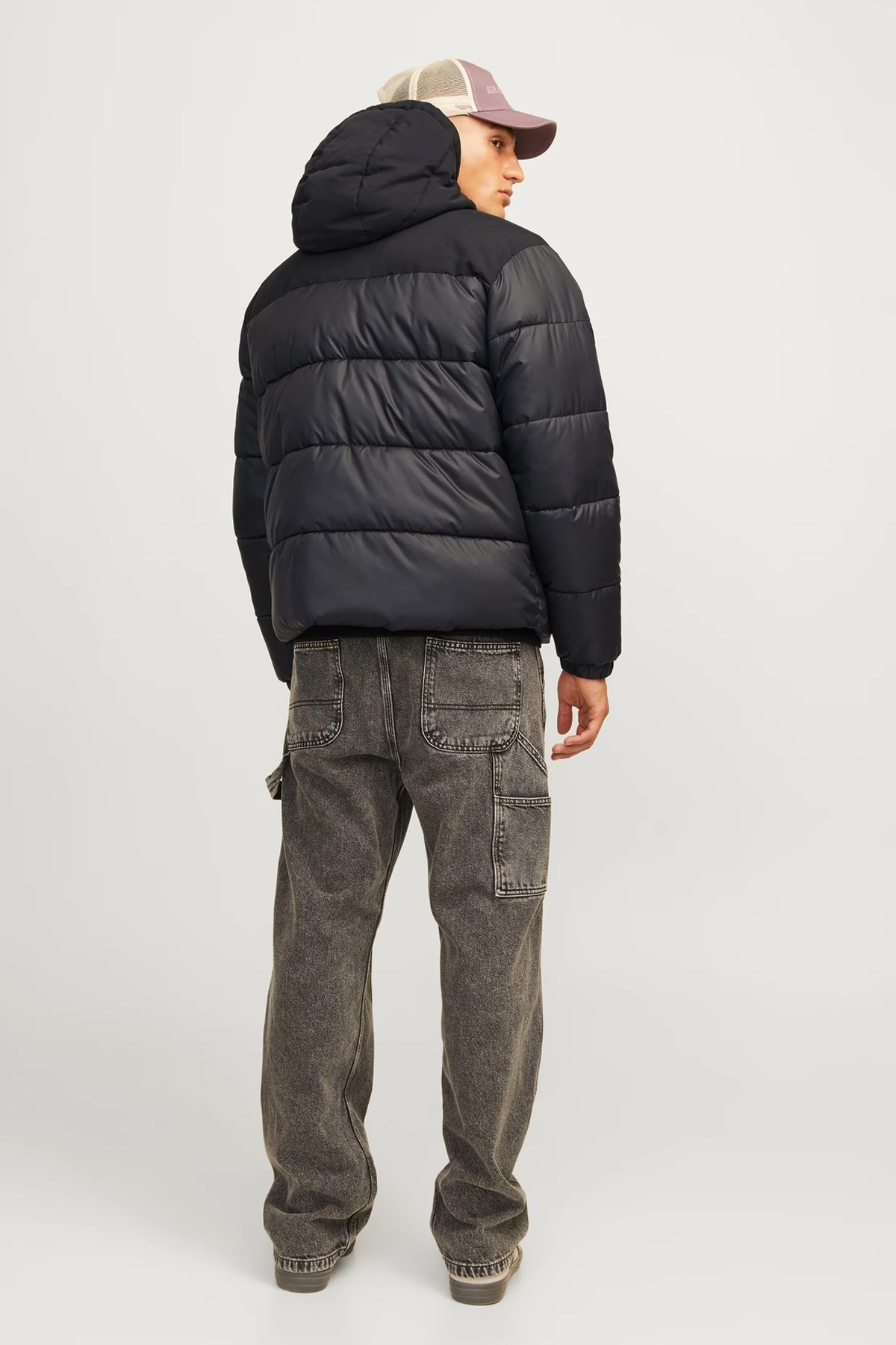 Jack & Jones Moon Hood Puffer Erkek Mont 12256882 Siyah