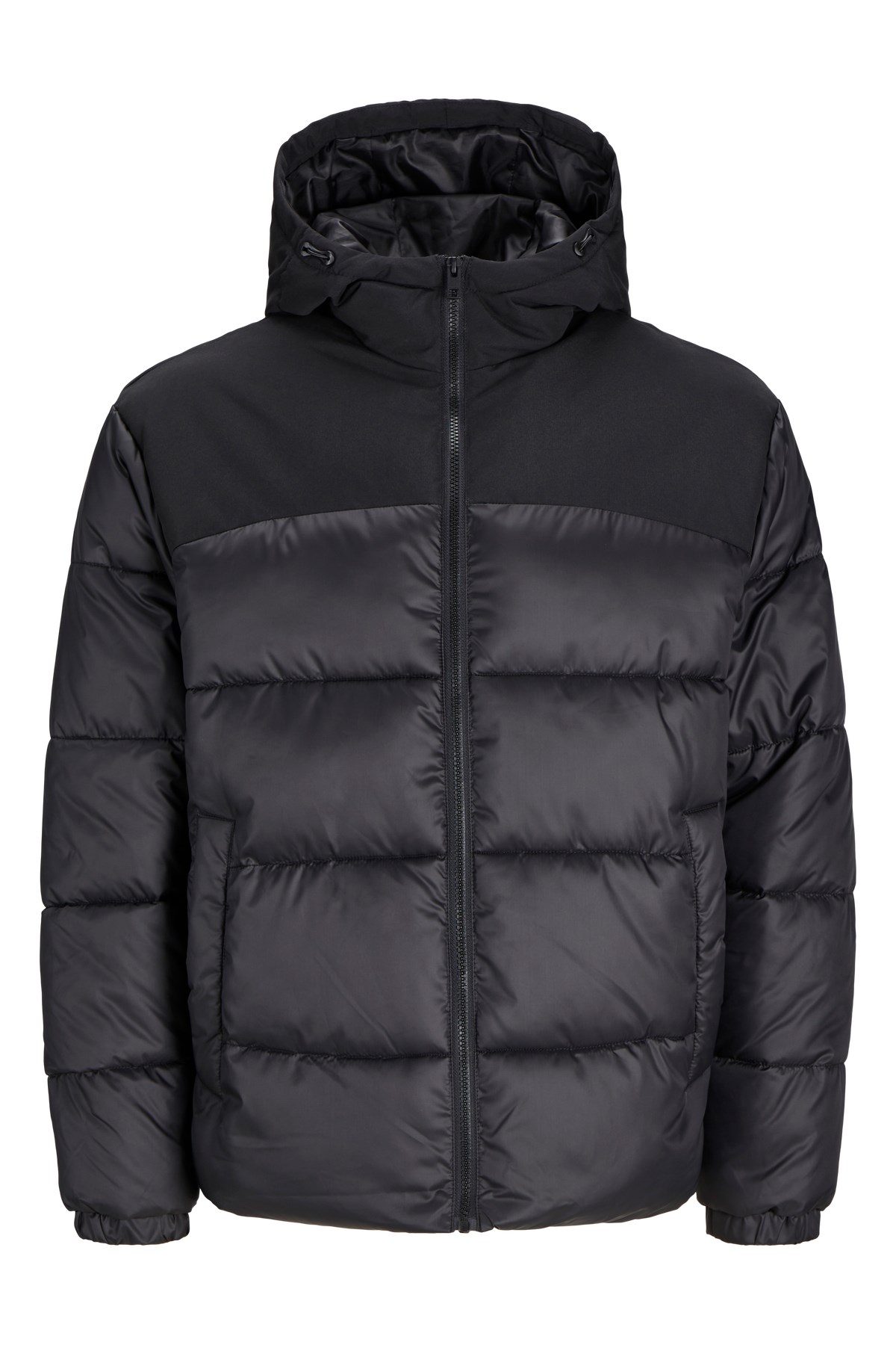 Jack & Jones Moon Hood Puffer Erkek Mont 12256882 Siyah