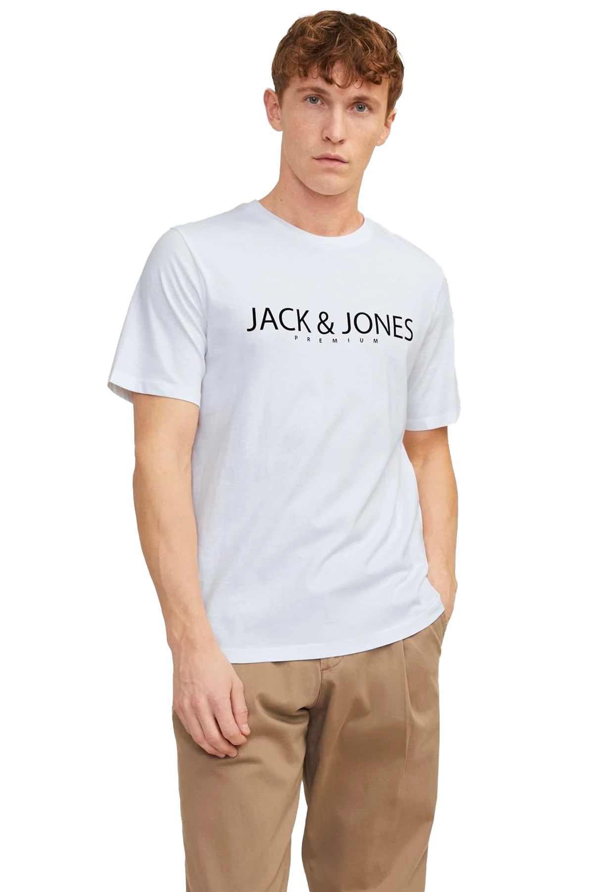 Jack & Jones Erkek Tişört 12256971 Beyaz
