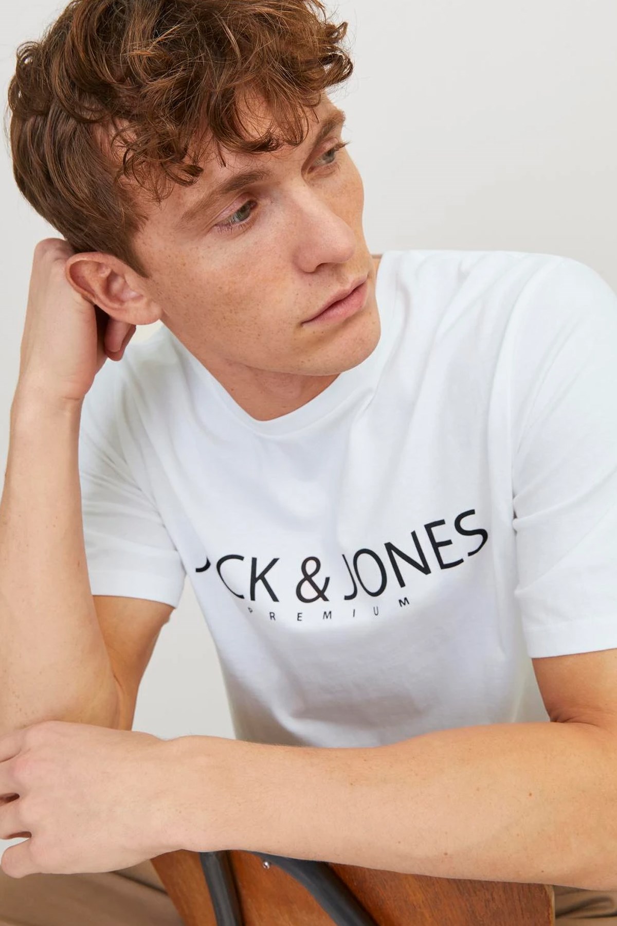 Jack & Jones Erkek Tişört 12256971 Beyaz